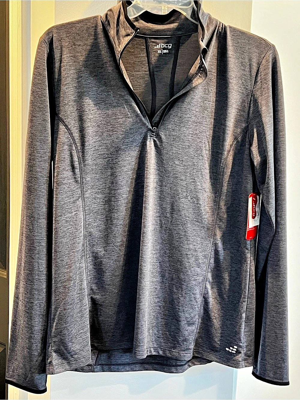 BCG Academy LS Digital 1/4 Zip Ebony Quarter Zip Gray & Black XL NWT